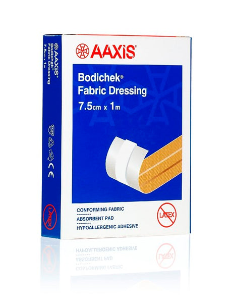 BODICHEK BANDAID FABRIC DRESSING LENGTH WITH NON-ADHERENT PAD 7.5CM x 1M