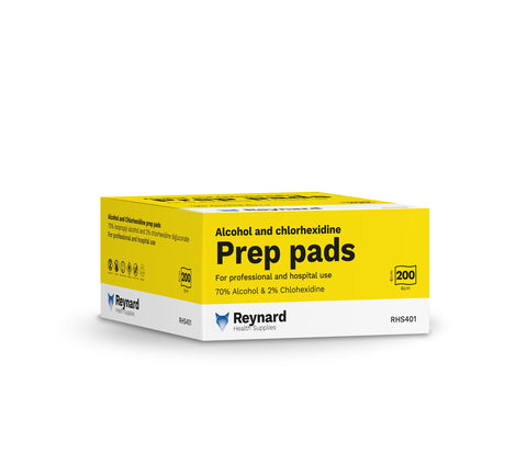 CHLORHEXIDINE 2% & ALCOHOL SWABS 70% IPA LARGE SKIN PREPS 6cm x 6cm BOX 200
