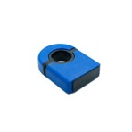 A blue plastic STIC® attachment on a white background, designed for securely hanging walking aids when not in use