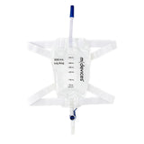 Leg bags for urine collection showing soft non-woven backing, silicone lined straps, and a discreet design.