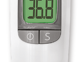 infrared thermometer reading a 36.8 temperature
