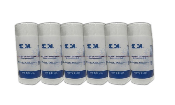 BANDAGE ELASTIC CONTOUR (WHITE) CONFORMING 7.5CM X 1.8M LENGTH (STRETCH 4M) X 6