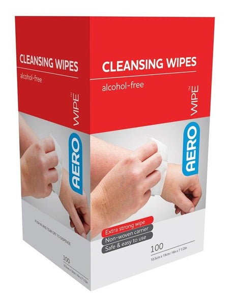 FIRST AID ALCOHOL FREE CLEANSING WIPES 1% CETRIMIDE 0.02% CHLORHEXIDINE BOX 100
