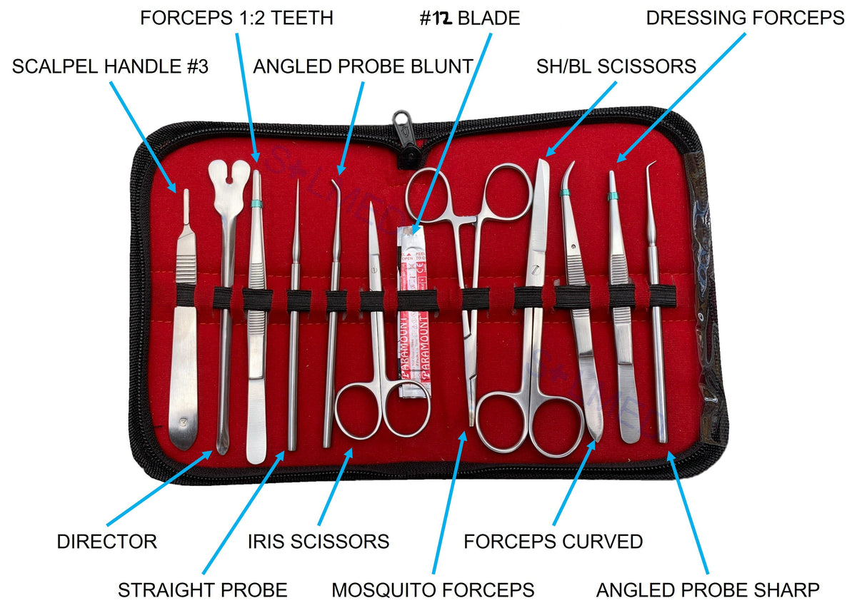 PREMIUM MEDICAL SURGICAL LAB DISSECTING KIT 13 PIECE STAINLESS Solmed