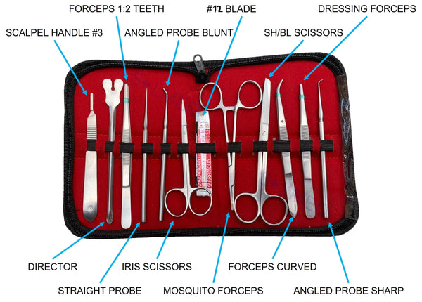 PREMIUM MEDICAL SURGICAL LAB DISSECTING KIT 13 PIECE STAINLESS