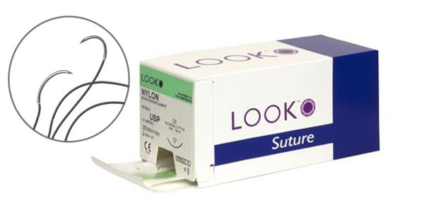 SUTURES NYLON WITH NEEDLE SIZE 2.0 USP NON-ABSORBABLE MONOFILAMENT BLACK x 1