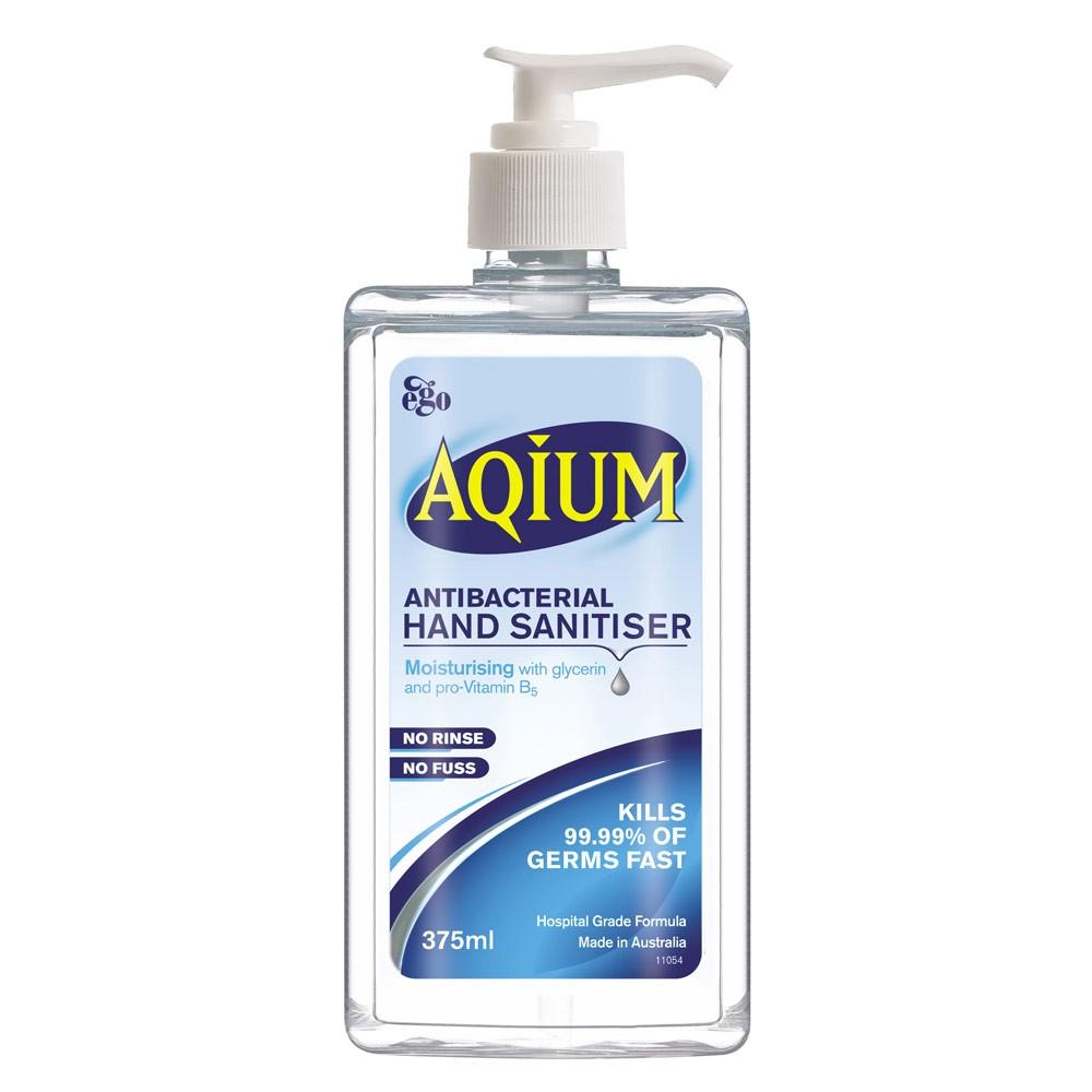 HAND WASH ANTIBACTERIAL SANITIZER GEL AQIUM 375ml x – Solmed