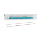 Cotton tip applicators with packaging on a white background
