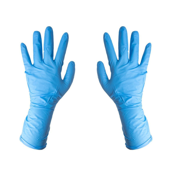 Pair of blue gloves on a white background