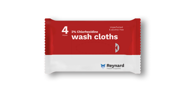 CHLORHEXIDINE 2% WASH CLOTHS BODY CLEANSING ALCOHOL FREE PACK OF 4