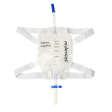 Leg bags for urine collection showing soft non-woven backing, silicone lined straps, and a discreet design.