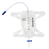 Leg bags for urine collection showing soft non-woven backing, silicone lined straps, and a discreet design.