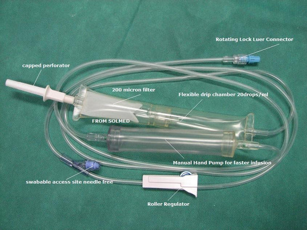 IV Transfusion Set with Rapid Flow Manual Pump