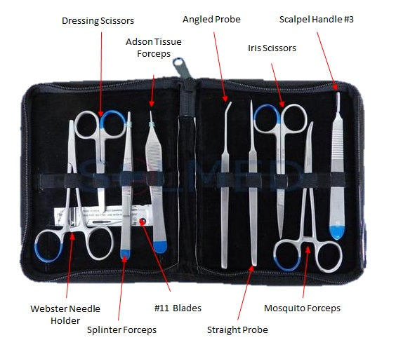 DISSECTING KIT FIRST AID, SCHOOL, LABORATORY, HOBBYIST SUPER VALUE 13 PIECE X 1