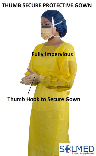 THUMBS UP GOWN IMPERVIOUS YELLOW PE SIZE REGULAR X 1