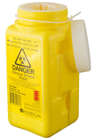 SHARPS CONTAINER 1.4L SCREW TOP WITH INSERT