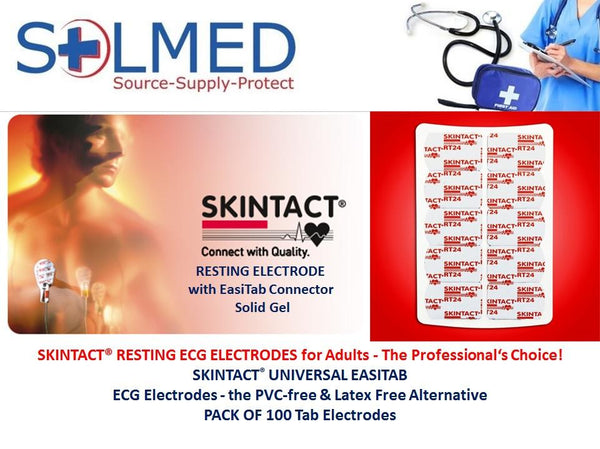 SKINTACT ECG TAB ELECTRODES EASITAB CONNECTOR SOLID GEL PACK OF 100 
