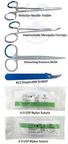 SUTURE TRAINING PACK INSTRUMENTS & SUTURES FOR MEDICAL STUDENT